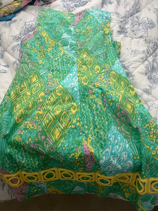 Lilly Pulitzer Green, Yellow & Pink Sleeveless Shift Dress - Picture 3 of 4